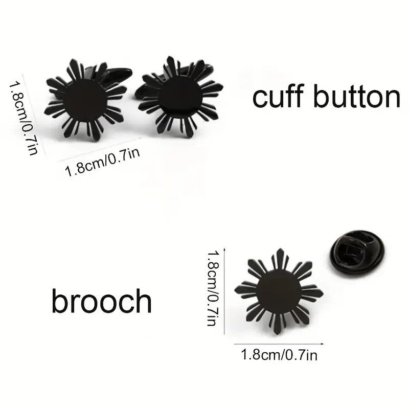 Personalized Sunflower Name Cufflinks & Brooch Set For Groom's