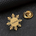 Personalized Sunflower Name Cufflinks & Brooch Set For Groom's
