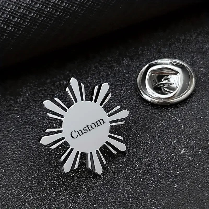 Personalized Sunflower Name Cufflinks & Brooch Set For Groom's