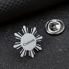 Personalized Sunflower Name Cufflinks & Brooch Set For Groom's