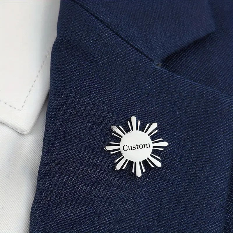 Personalized Sunflower Name Cufflinks & Brooch Set For Groom's