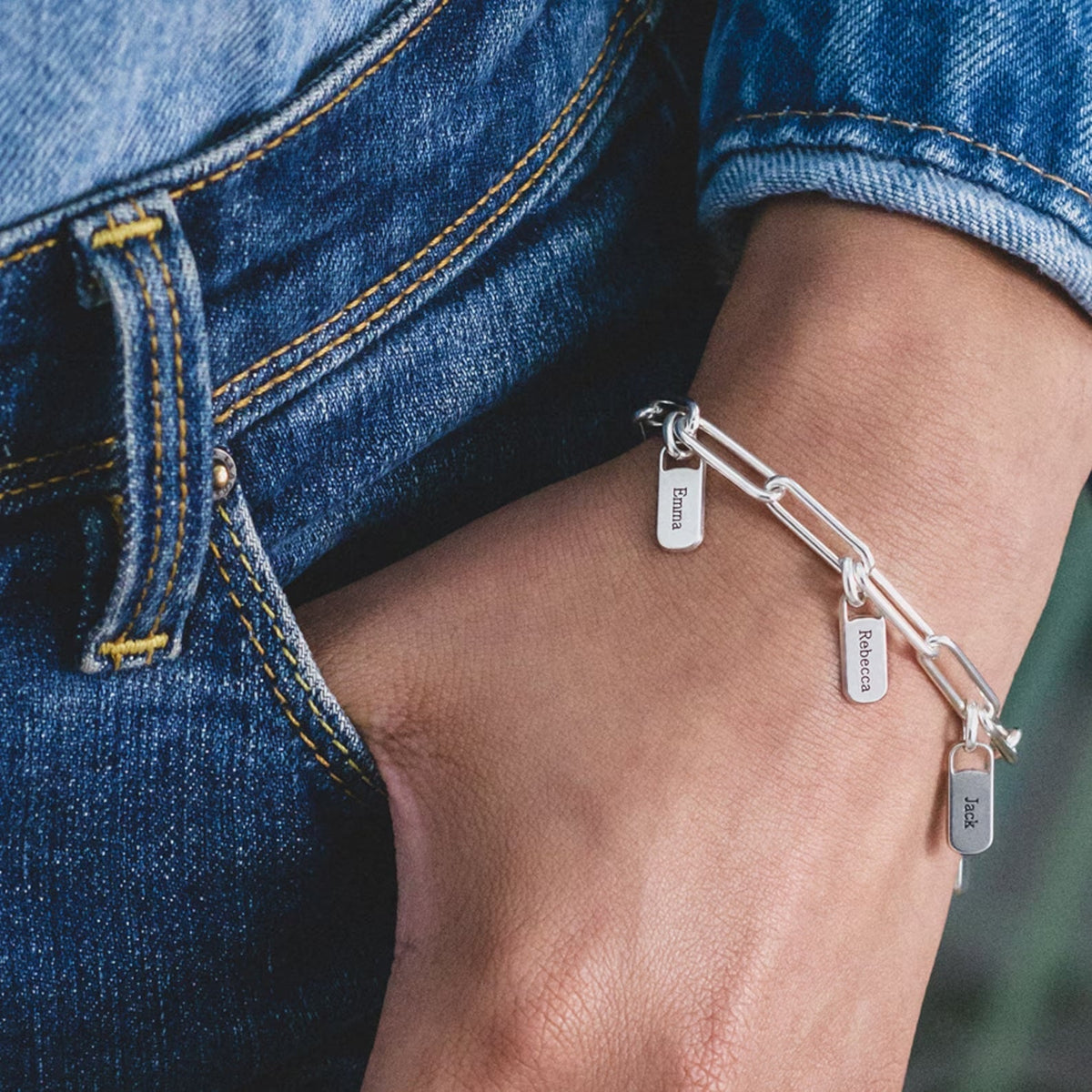 Personalized Link Tag Charm Bracelet