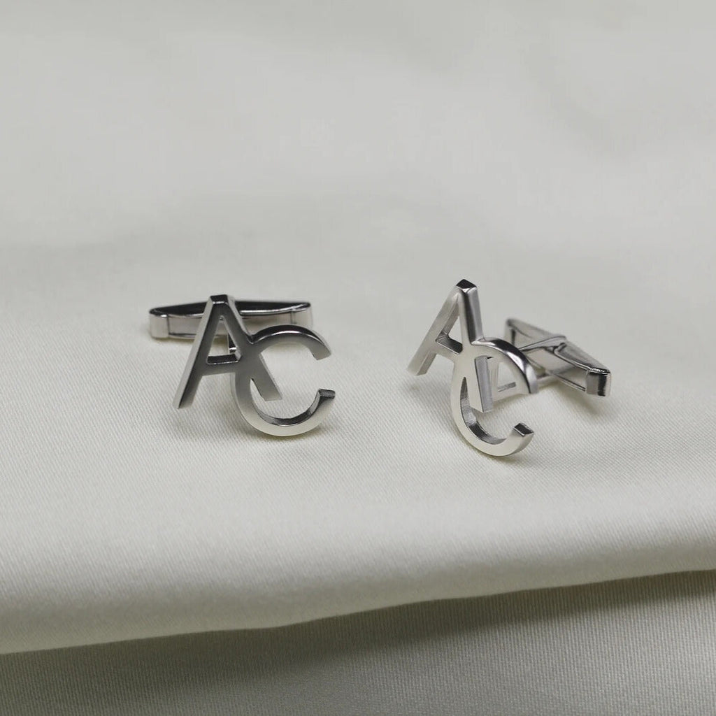 Custom Initial Letter Cufflinks – Personalized Stylish Font Cufflinks for Men