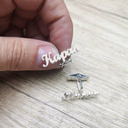 Personalized Name Cufflinks for Men – Custom Script Font Signature Design