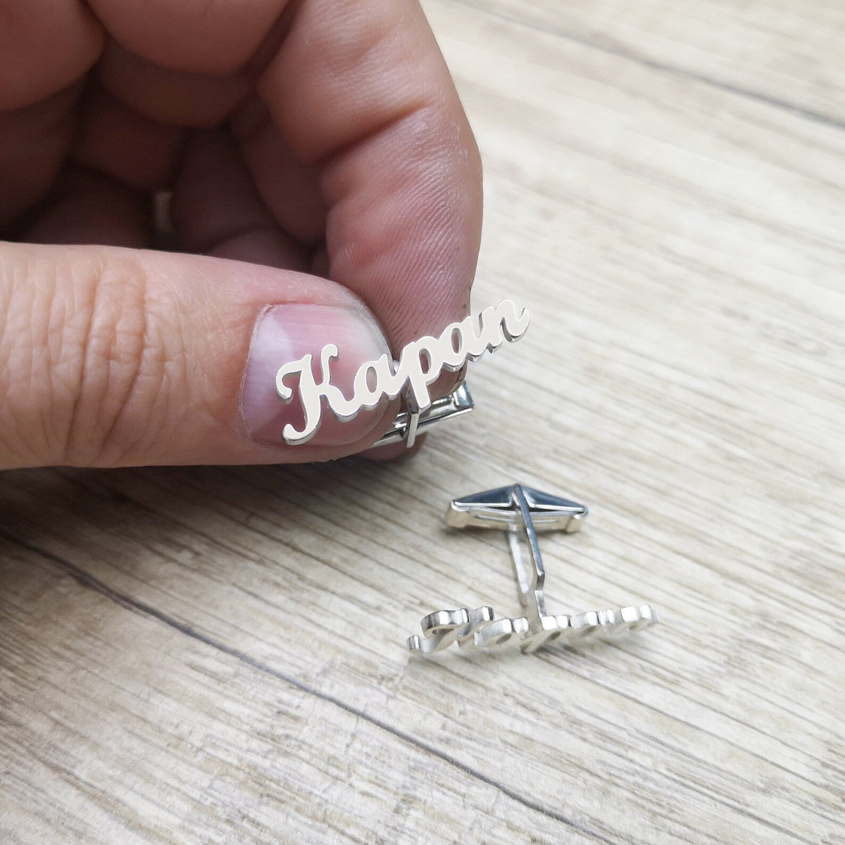 Personalized Name Cufflinks for Men – Custom Script Font Signature Design