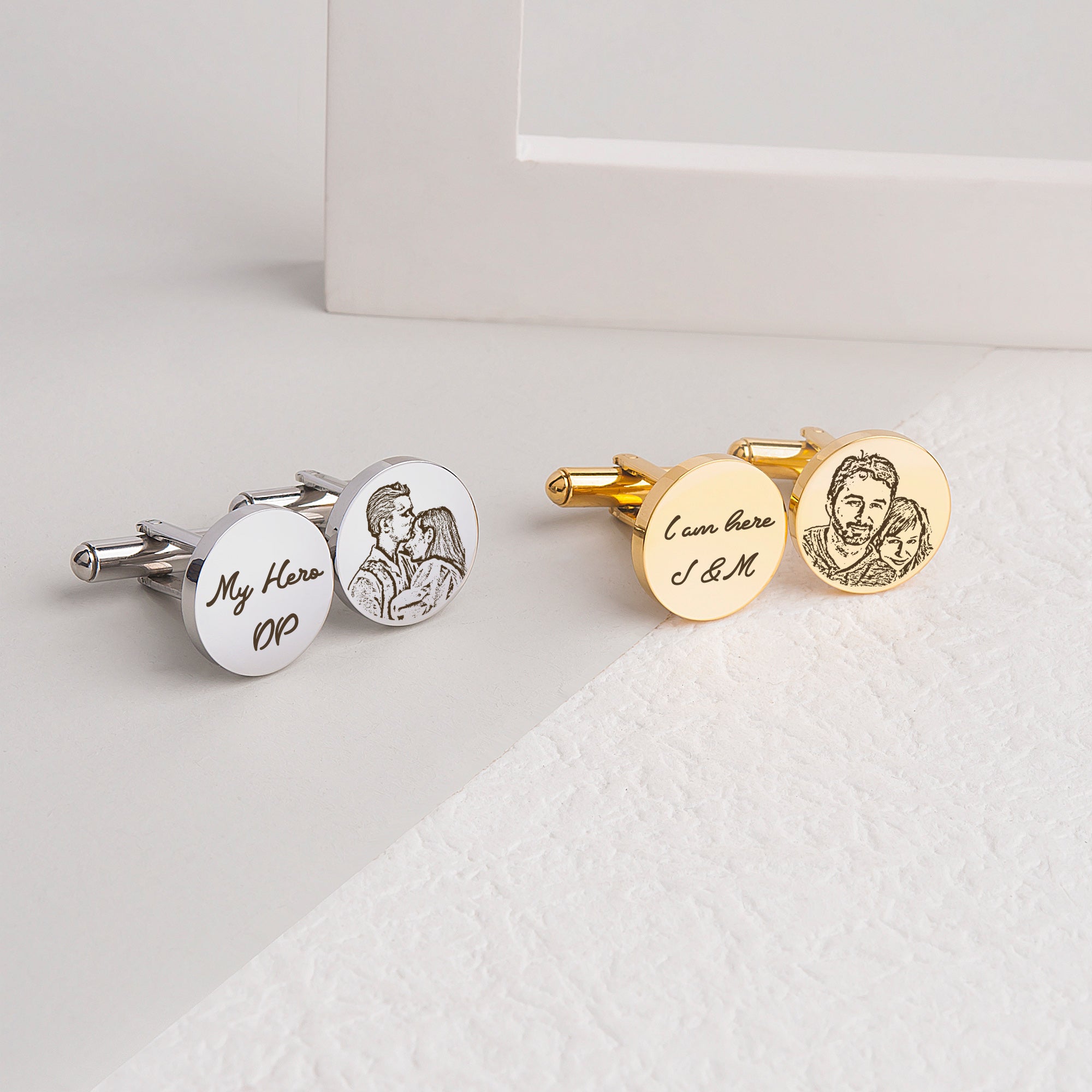Couple Portrait Photo Cufflinks