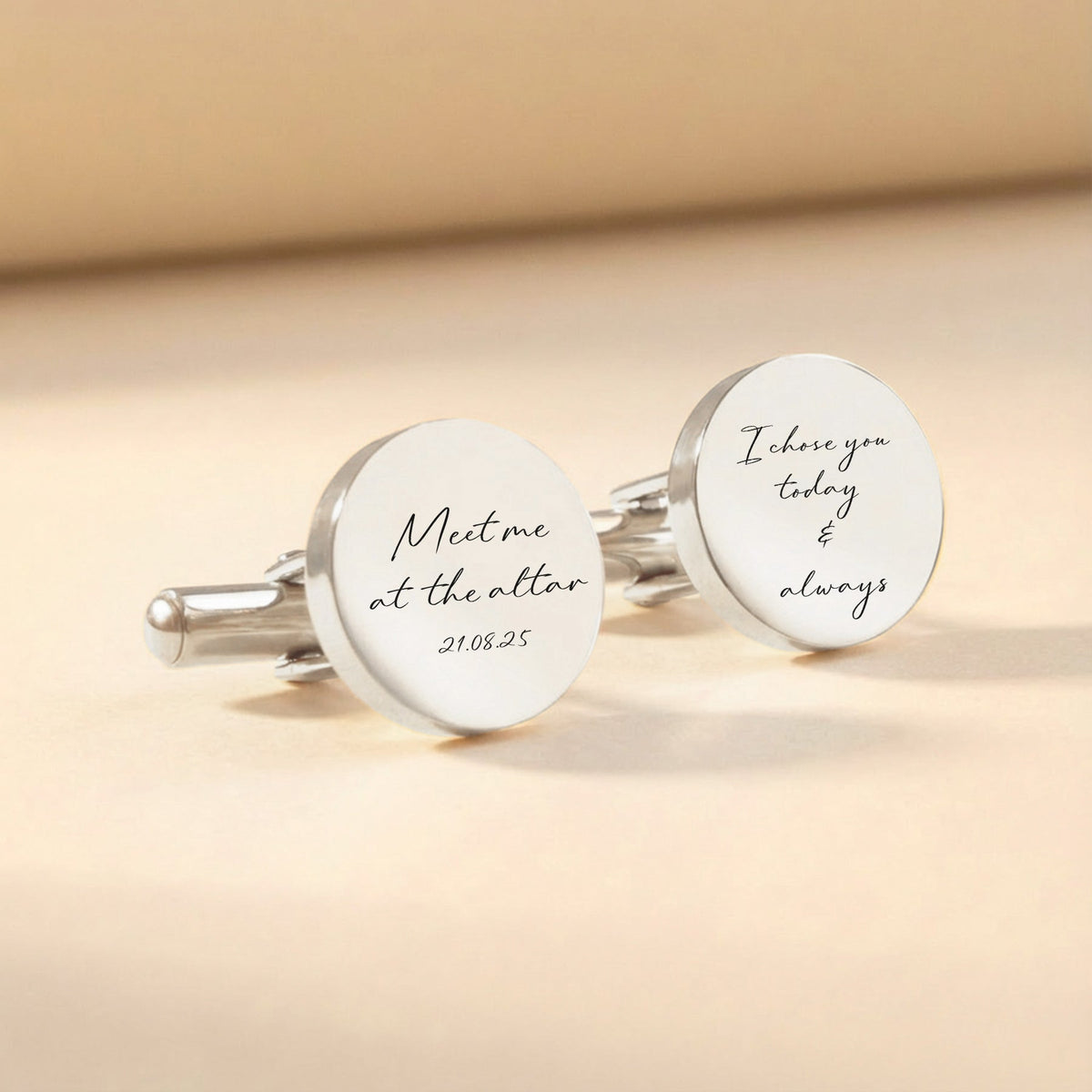 Groom Cufflinks – Meet Me at the Altar Personalised Wedding Cufflinks
