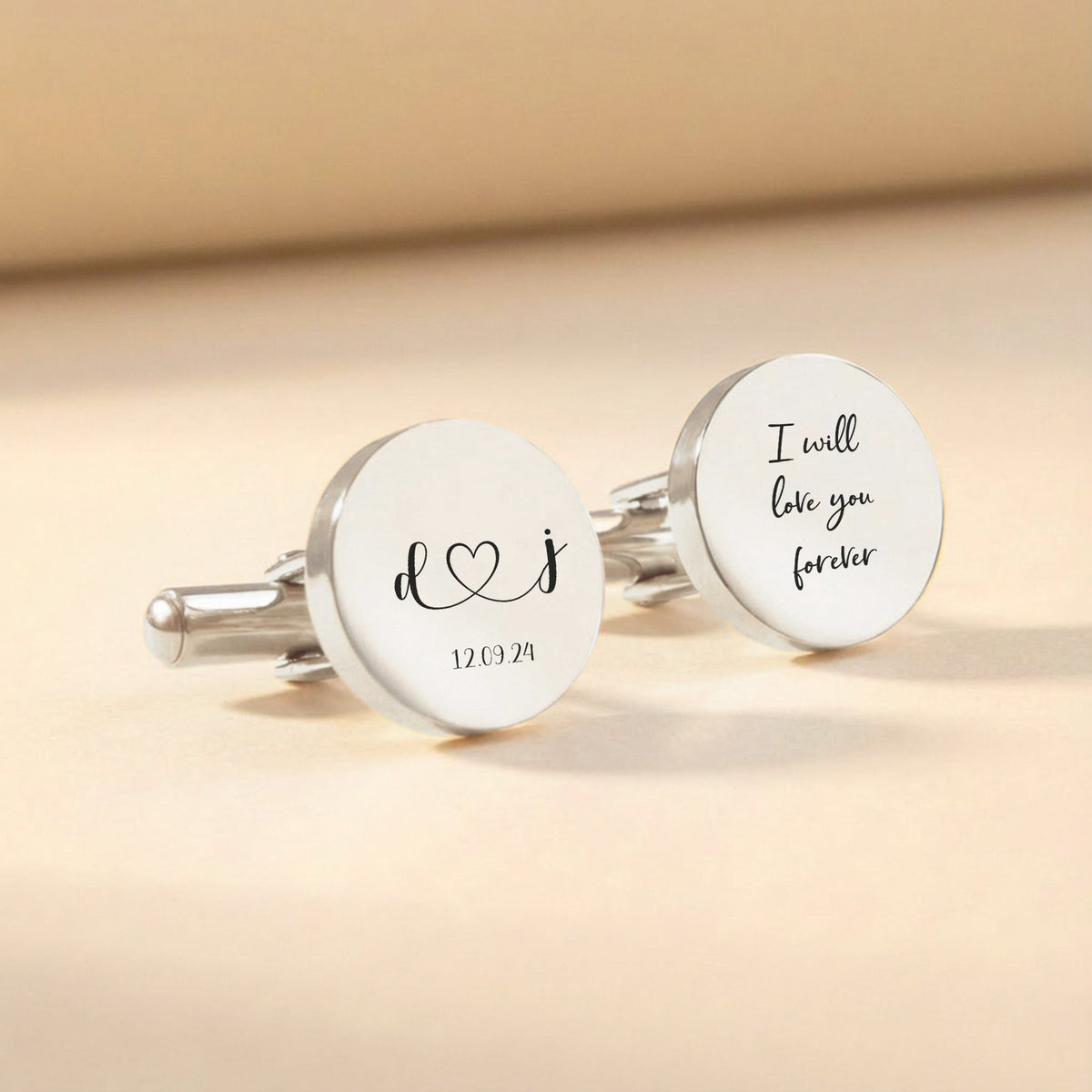 Personalised Wedding Cufflinks – Custom Message & Date