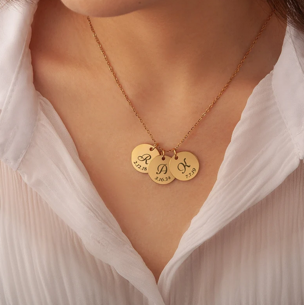 Custom Initial Letter Round Necklace