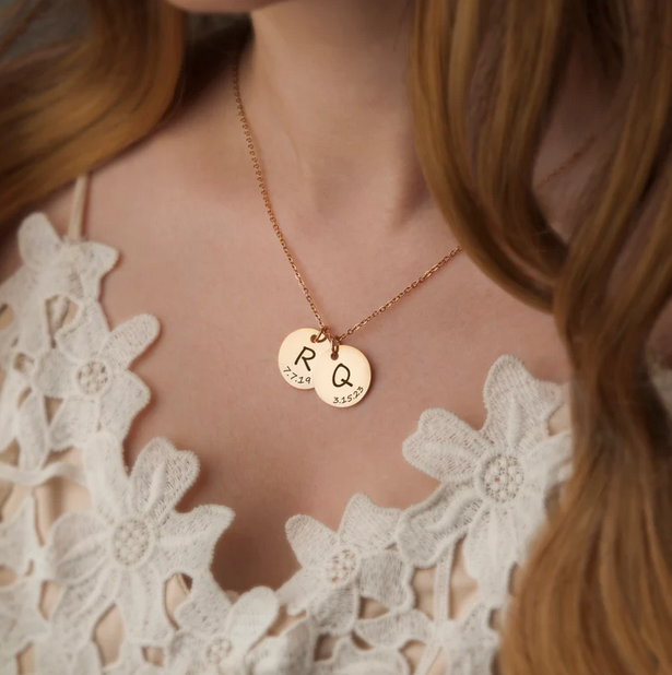 Custom Initial Letter Round Necklace