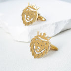Royal Statement Golden Lion Face Cufflinks Men's