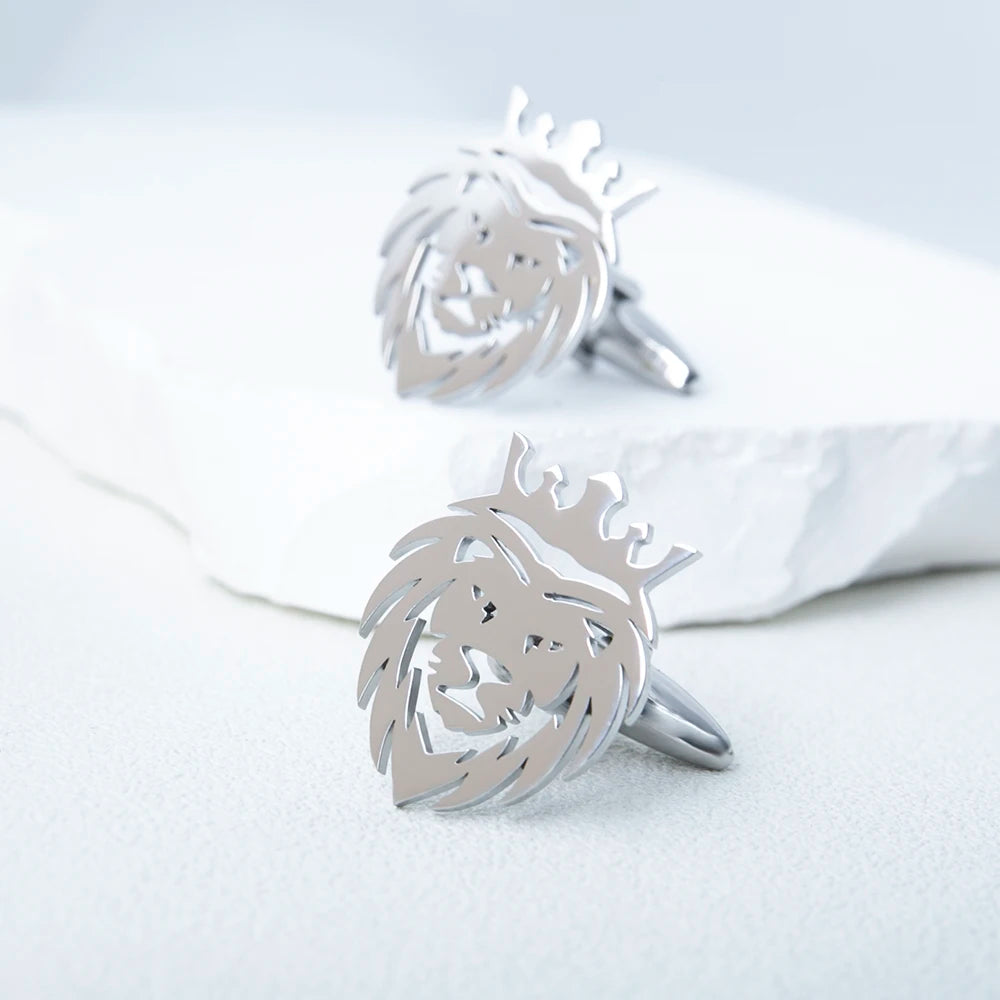 Royal Statement Golden Lion Face Cufflinks Men's