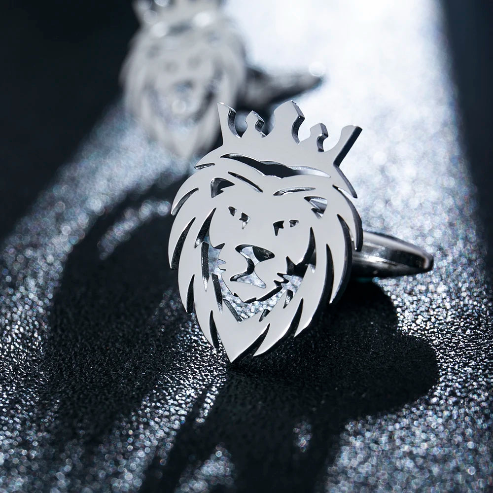 Royal Statement Golden Lion Face Cufflinks Men's