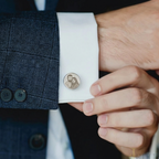 Custom Photo Engraved Cufflinks – Personalized Couple Portrait & Message Cufflinks for Men