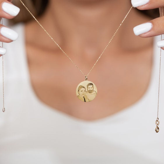 Personalized Picture Disc Engraved Photo Necklace