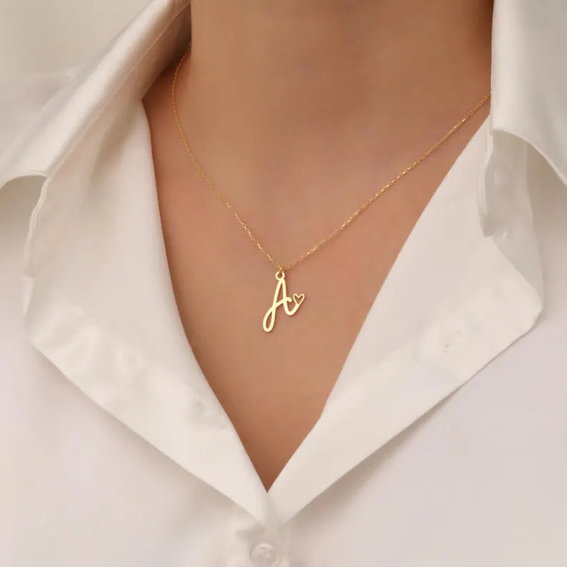 Personalised Initial Heart Pendant Name Necklace,