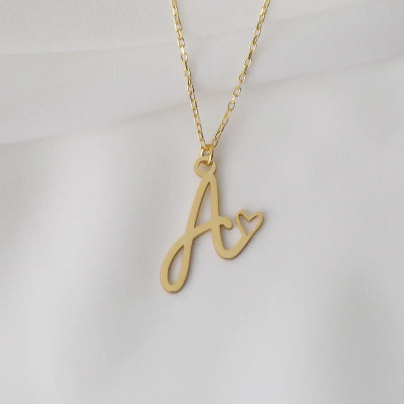 Personalised Initial Heart Pendant Name Necklace,
