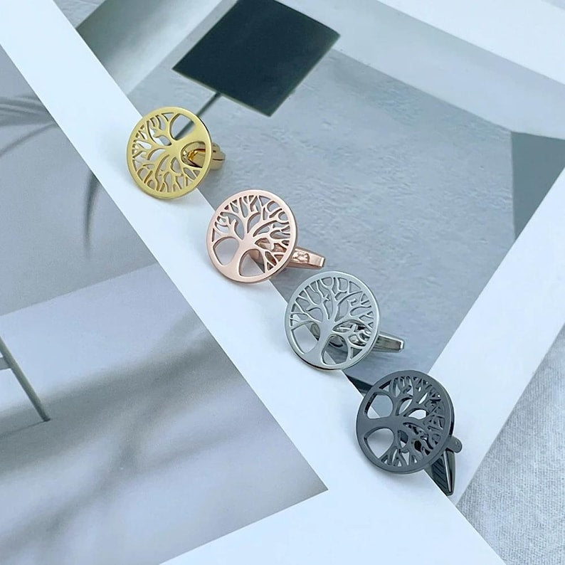 Elegant Symbolic Tree of Life Cufflinks for Men's