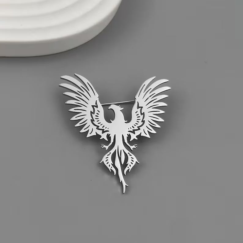 Gold Plated Phoenix Bird Brooch Pin for Men Suit Lapel