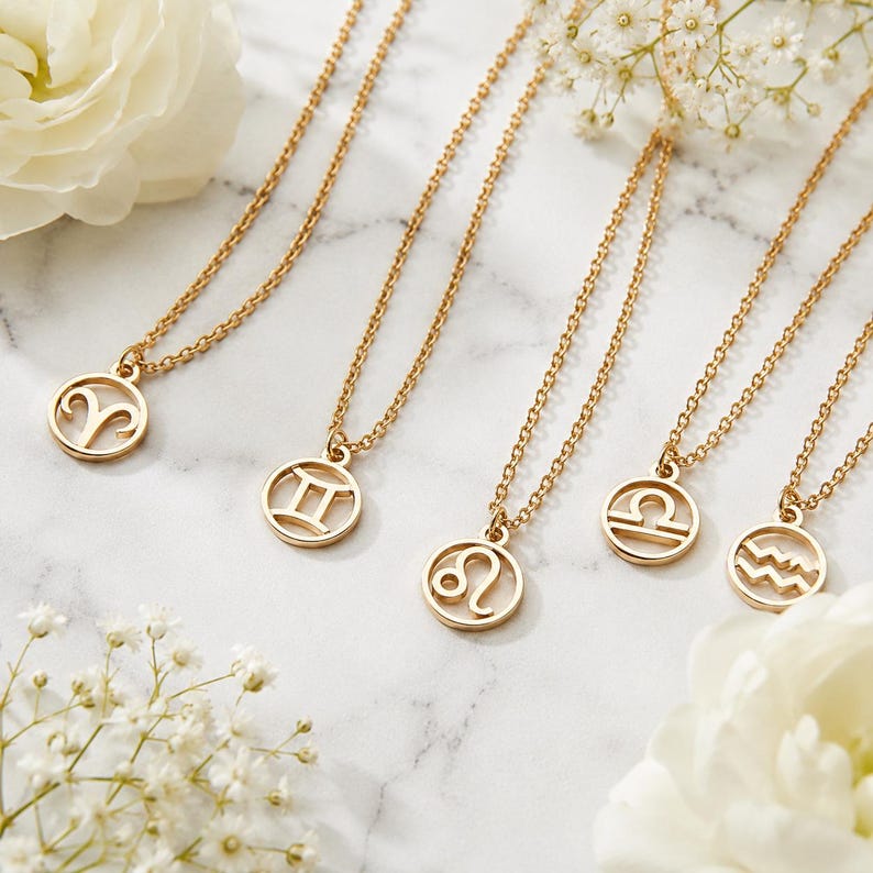 Zodiac Necklace – Zodiac Sign Pendant Astrology Gift for Her