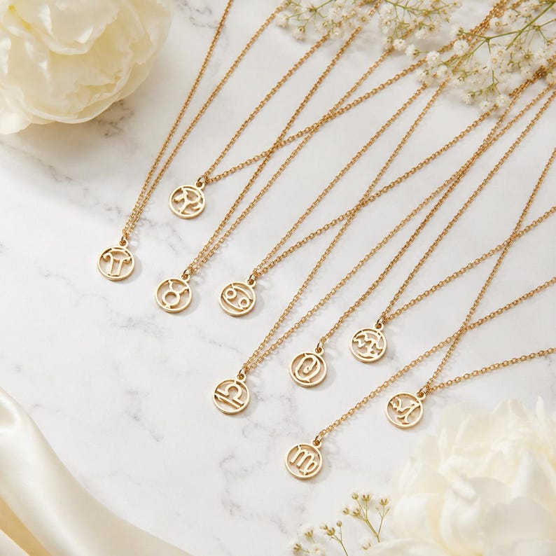 Zodiac Necklace – Zodiac Sign Pendant Astrology Gift for Her