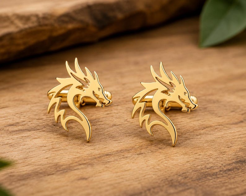 Elegant Gold Dragon Cufflinks for Men's