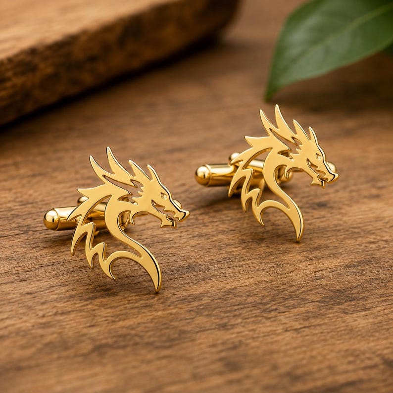 Elegant Gold Dragon Cufflinks for Men's