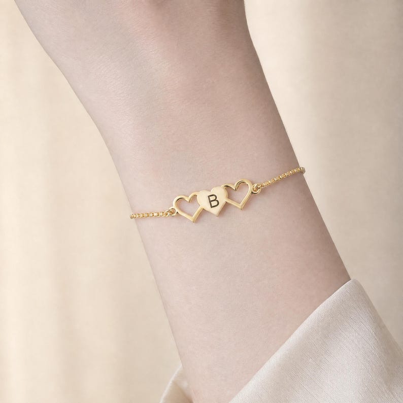 Sisters Heart Bracelet-Custom Initial Bracelet