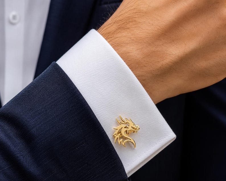 Elegant Gold Dragon Cufflinks for Men's