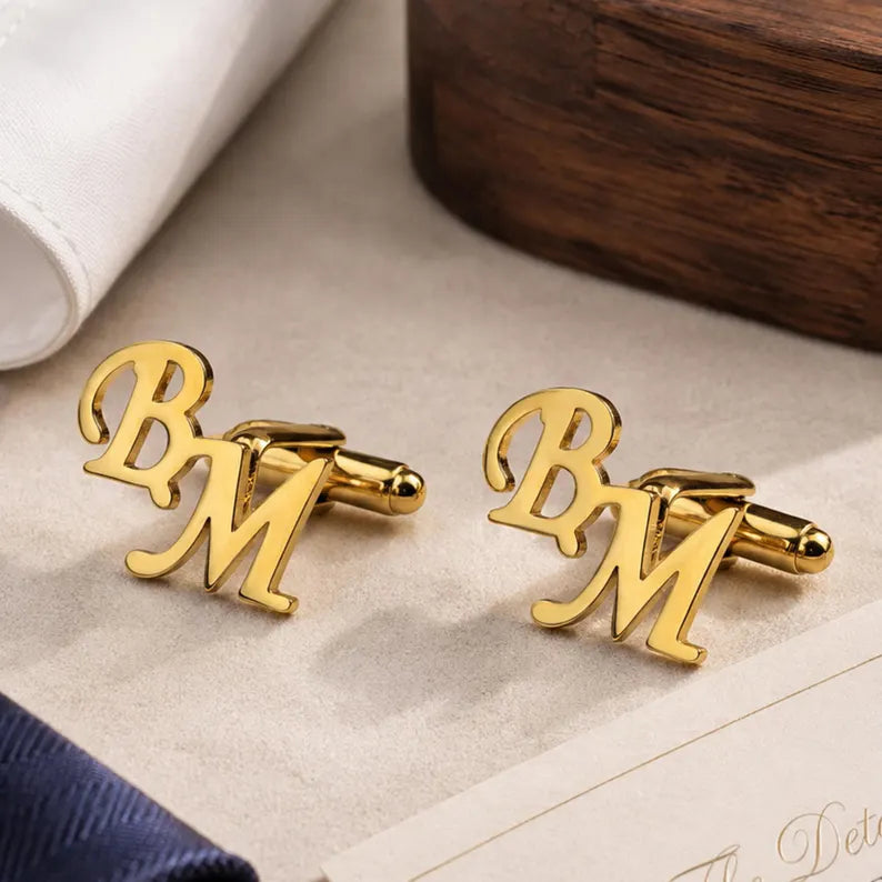 Personalised Initial Cufflinks for Men, Custom Two-Letter