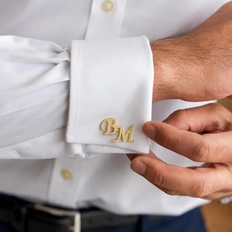 Personalised Initial Cufflinks for Men, Custom Two-Letter