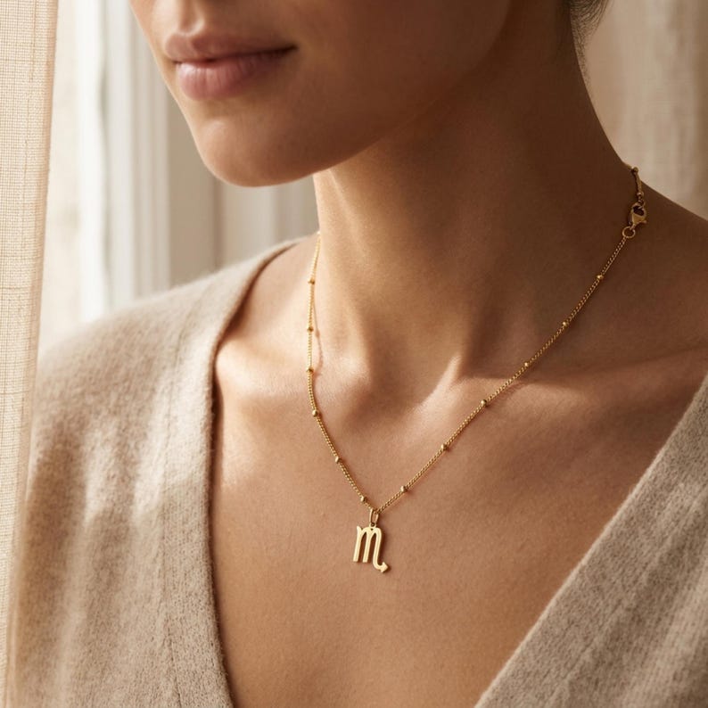 Zodiac Sign Necklace Layering Charm, Astrology Birthday Gift for Her