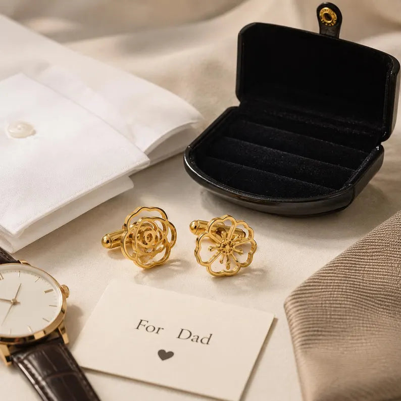 Personalized Birth Flower Cufflinks