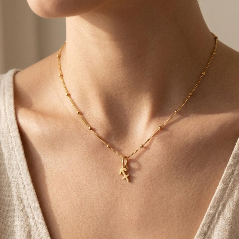 Zodiac Sign Necklace Layering Charm, Astrology Birthday Gift for Her