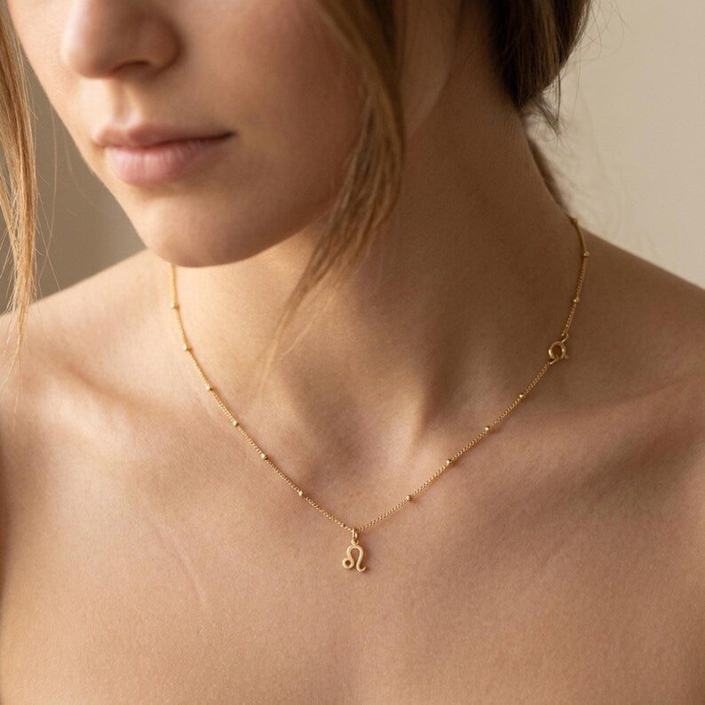 Zodiac Sign Necklace Layering Charm, Astrology Birthday Gift for Her