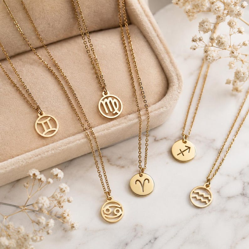 Zodiac Necklace – Zodiac Sign Pendant Astrology Gift for Her