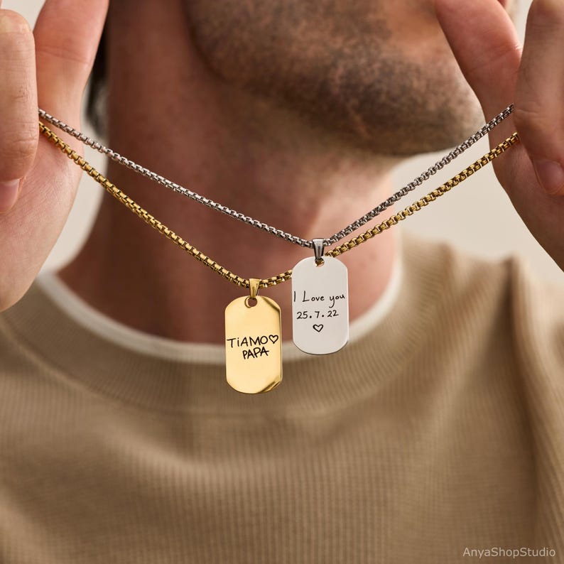 Personalized Handwriting Men Necklace