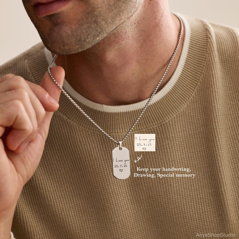 Personalized Handwriting Men Necklace