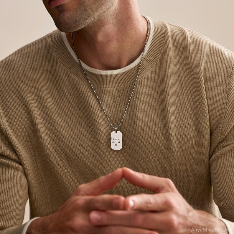 Personalized Handwriting Men Necklace
