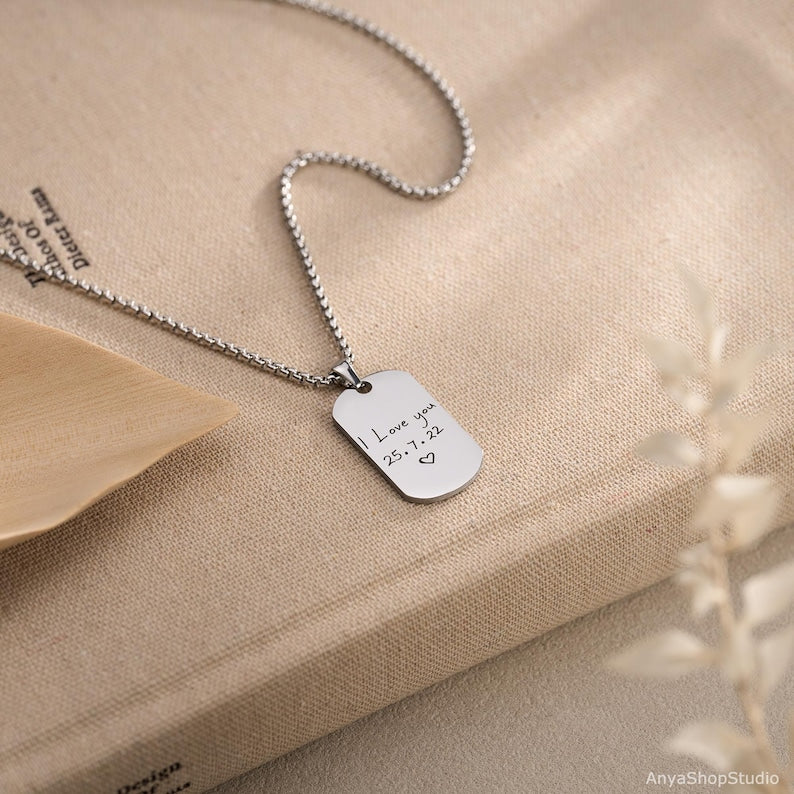 Personalized Handwriting Men Necklace