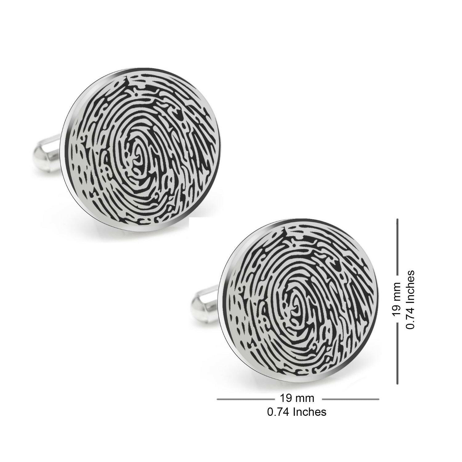 Personalized Fingerprint Round Shaped Cufflink cufflink.