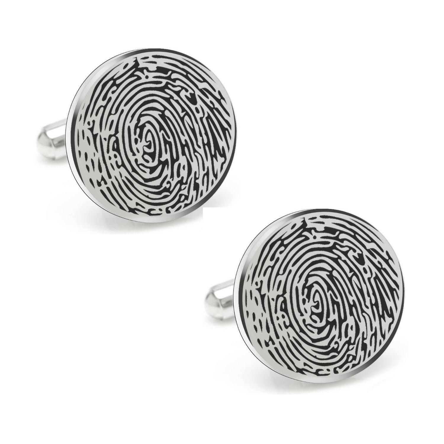Personalized Fingerprint Round Shaped Cufflink cufflink.